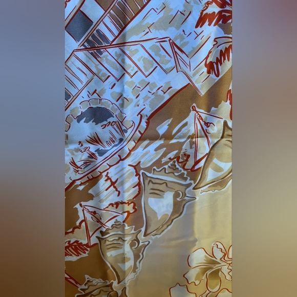 2008 100% Silk Lotty B. Mustique Orange, White and Cream Scarf - Picture 7 of 12
